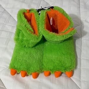 Wonder Nation Green and Orange Kids Monster Slippers